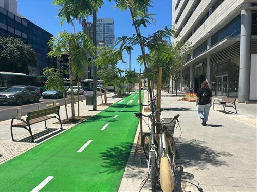 שביל האופניים ביצחק שדה. צילום: עיריית תל אביב