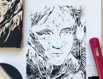 מרתון הדפס עץ woodcut print